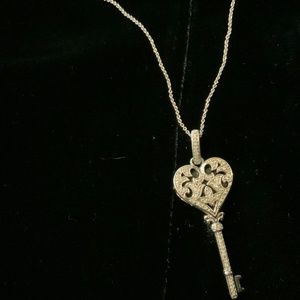 Sterling & Diamond Key Pendant